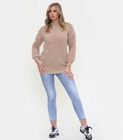 JUSTYOUROUTFIT Stone Chunky Knit Long Balloon Sleeve Jumper